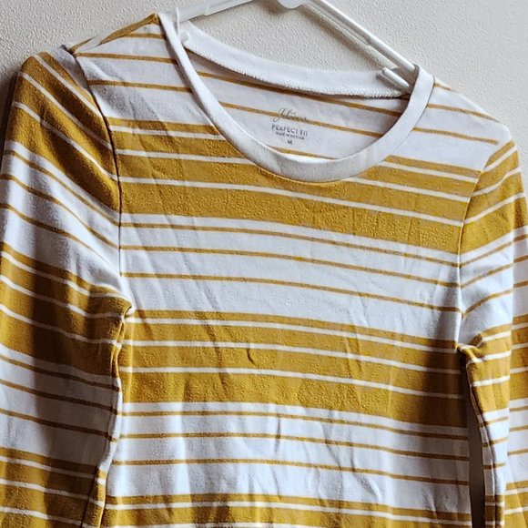 J.Crew Gold/Cream Striped Perfect Fit Long Sleeve Jersey Size Medium - Picture 2 of 14